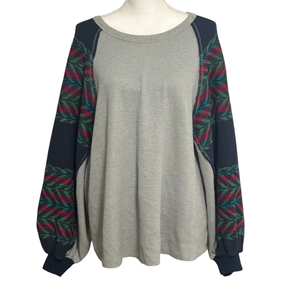 We the Free by Free People Rainbow Dreams Aztec Batwing Sleeve Knit Top